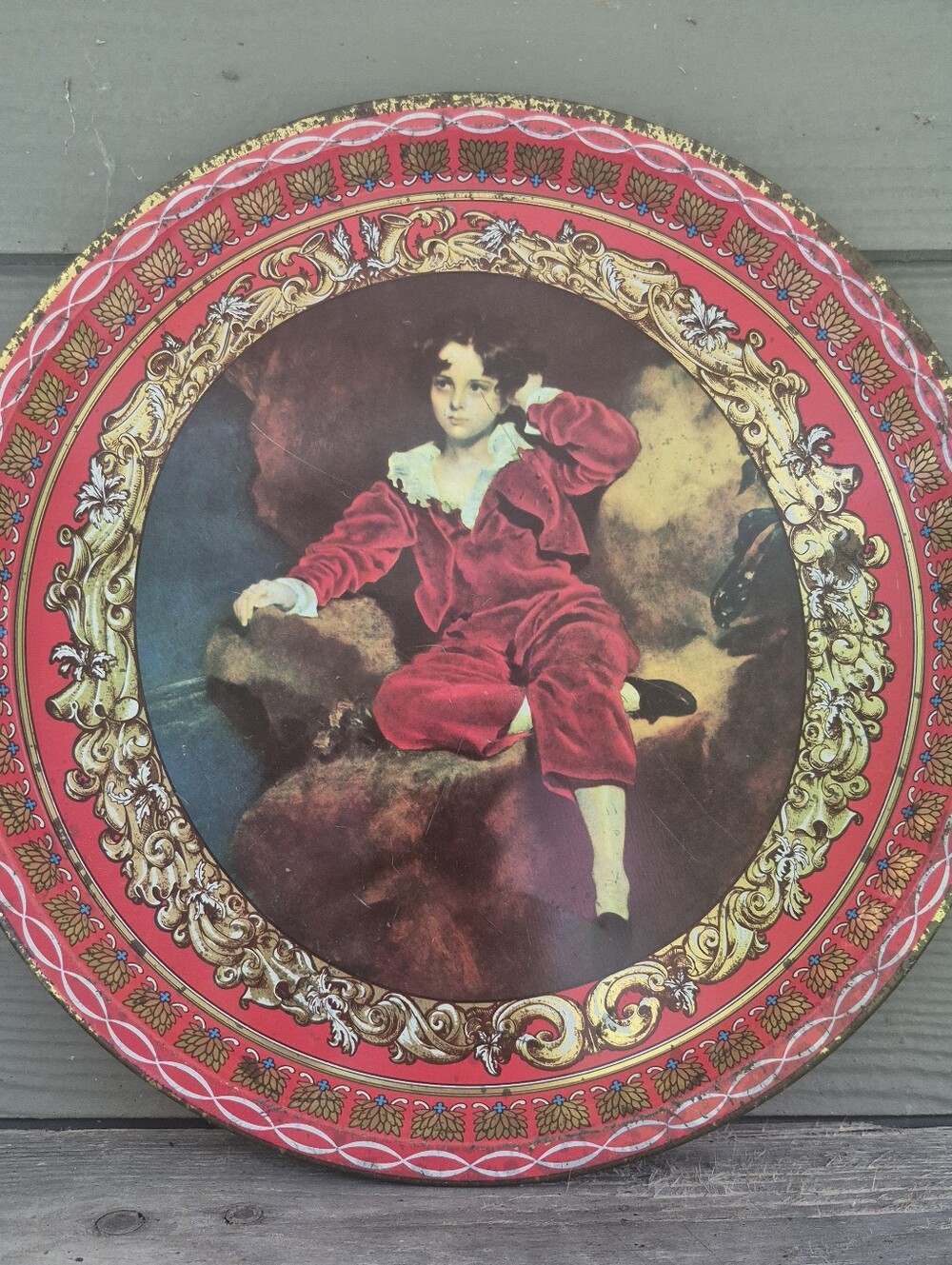 Vintage Red Boy Metal Tray